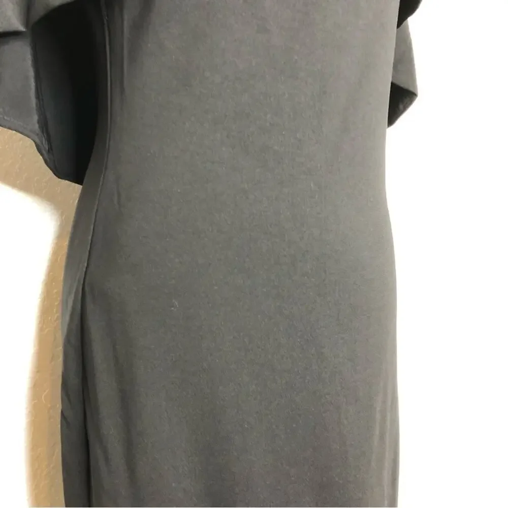 Nicole Miller Collection black cape off shoulder sheath dress size 12 NWT chic